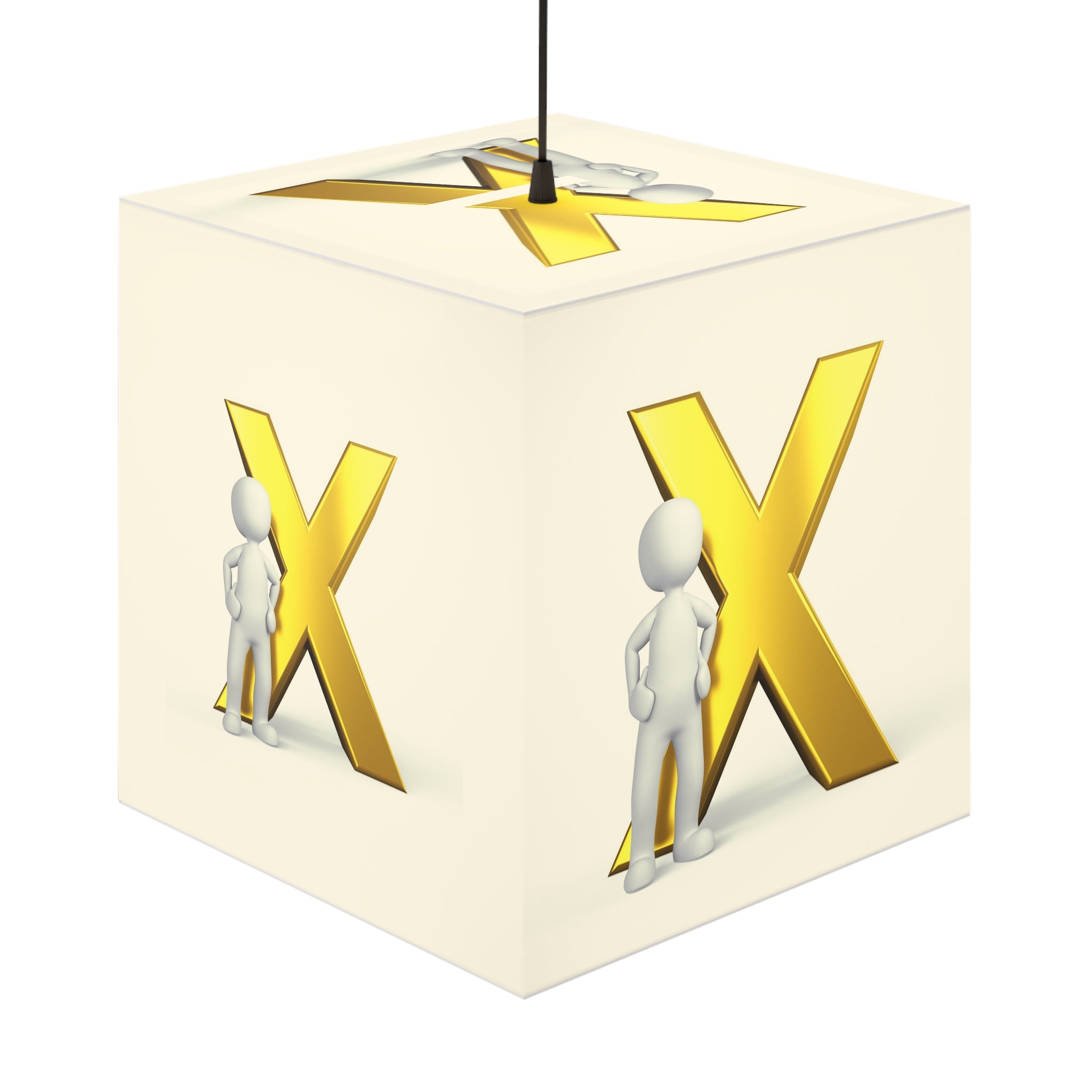 Gold X Letter Design Light Cube Lamp | Alphabet Initial Decor
