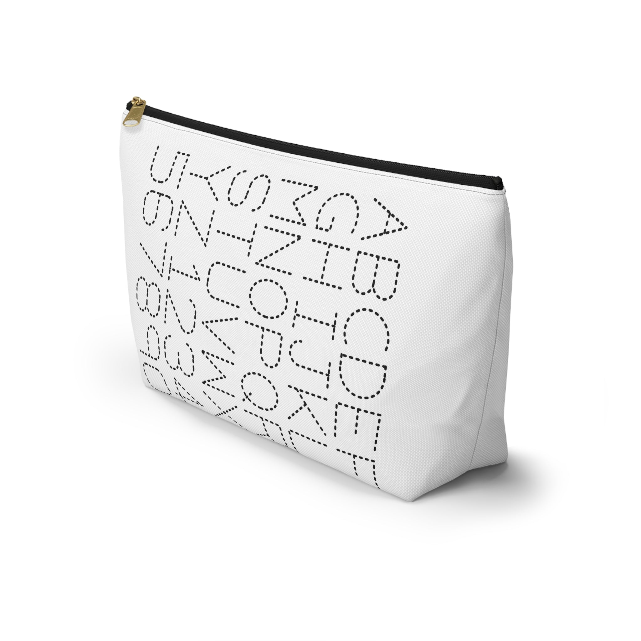 Dotted Alphabet & Numbers Accessory Pouch | T-Bottom Zip Bag