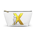 Gold Letter X with Stick Figure Accessory Pouch | T-Bottom Zipper Pouch