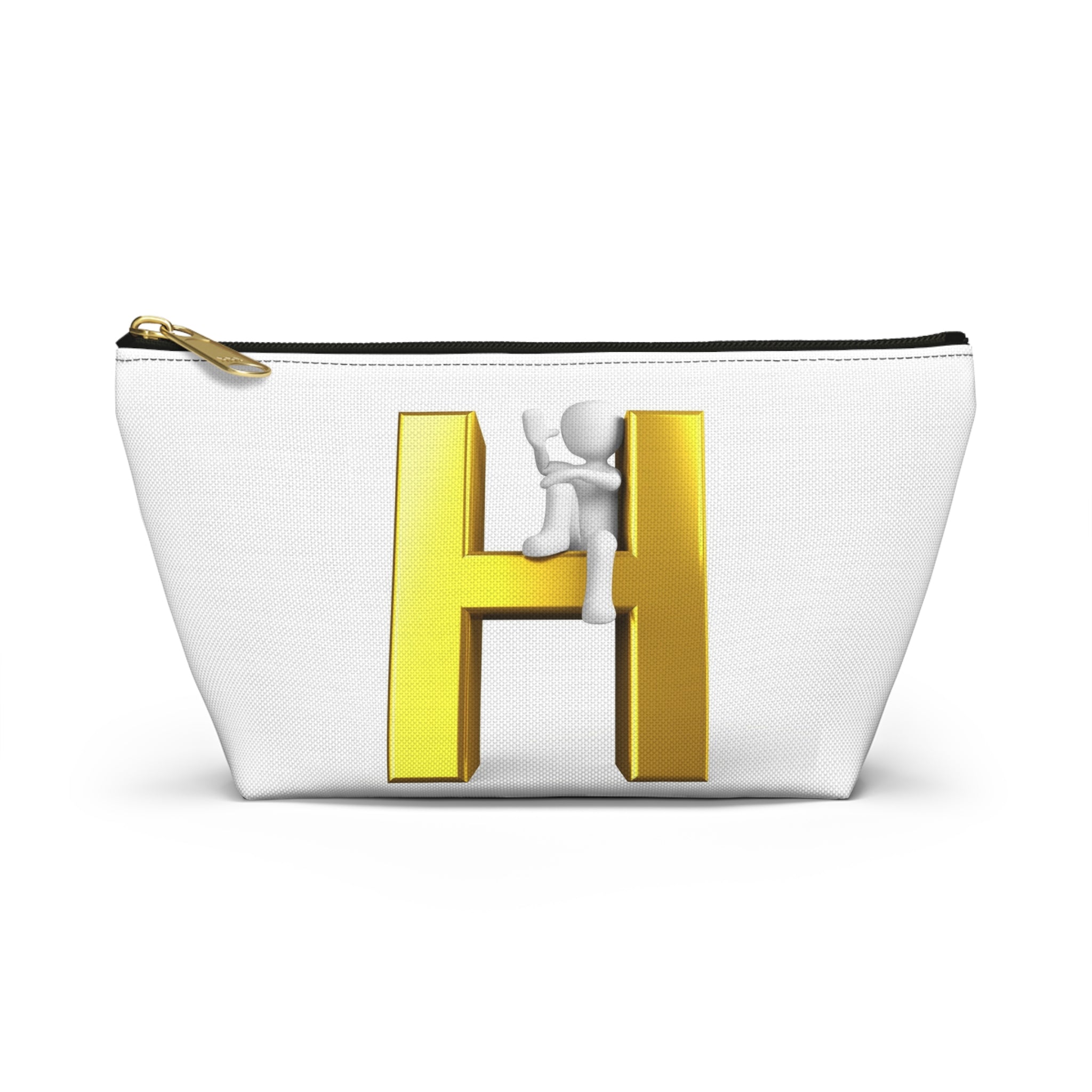 Gold 3D Letter H with Climbing Figure Accessory Pouch