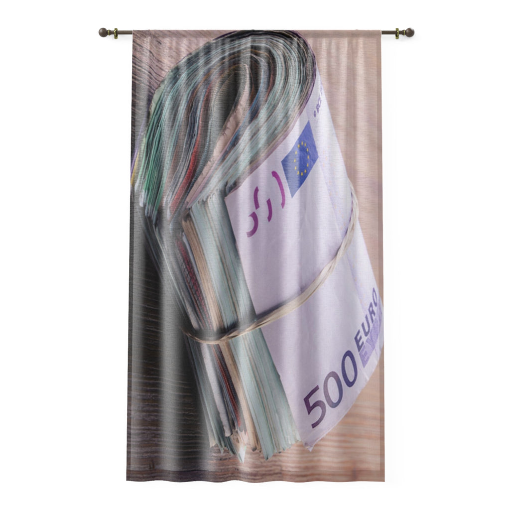 Rolled 500 Euro Banknotes Window Curtain | Money Print, Novelty Home Decor