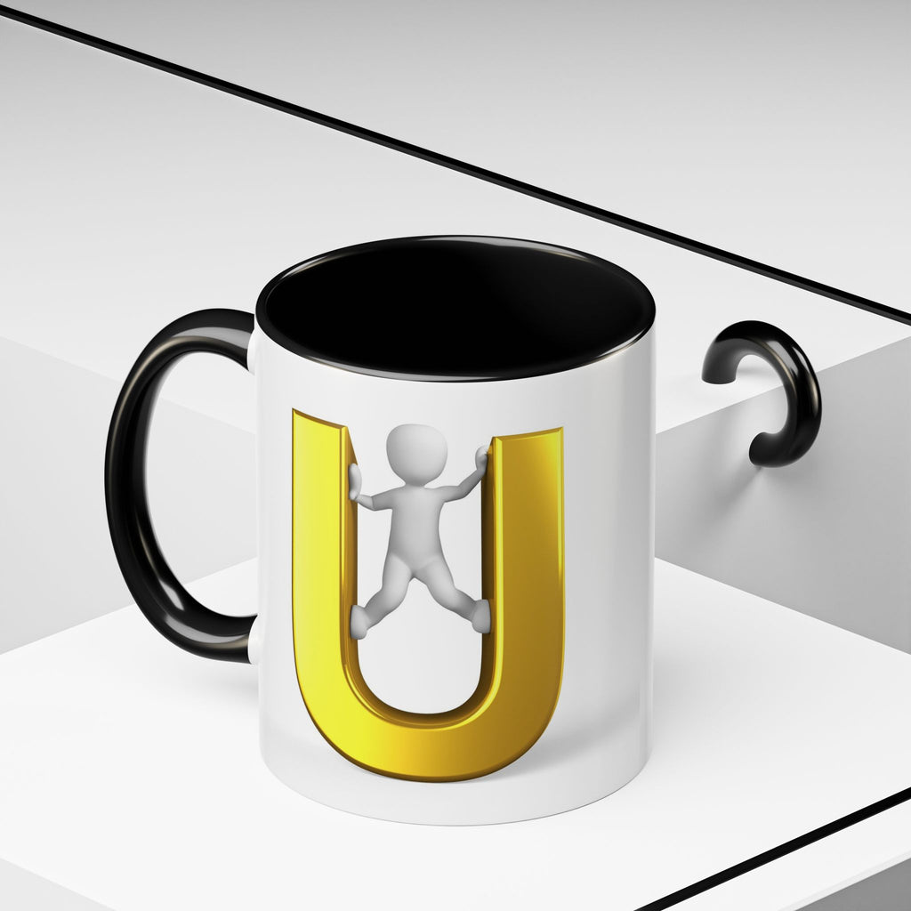 Mug en 3D avec lettre U dorée | Tasse à café 325 ml ou 440 ml