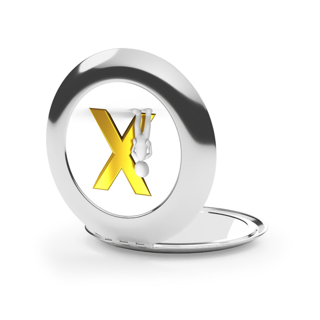 Gold X with Figure Compact Travel Mirror | Pocket Mirror