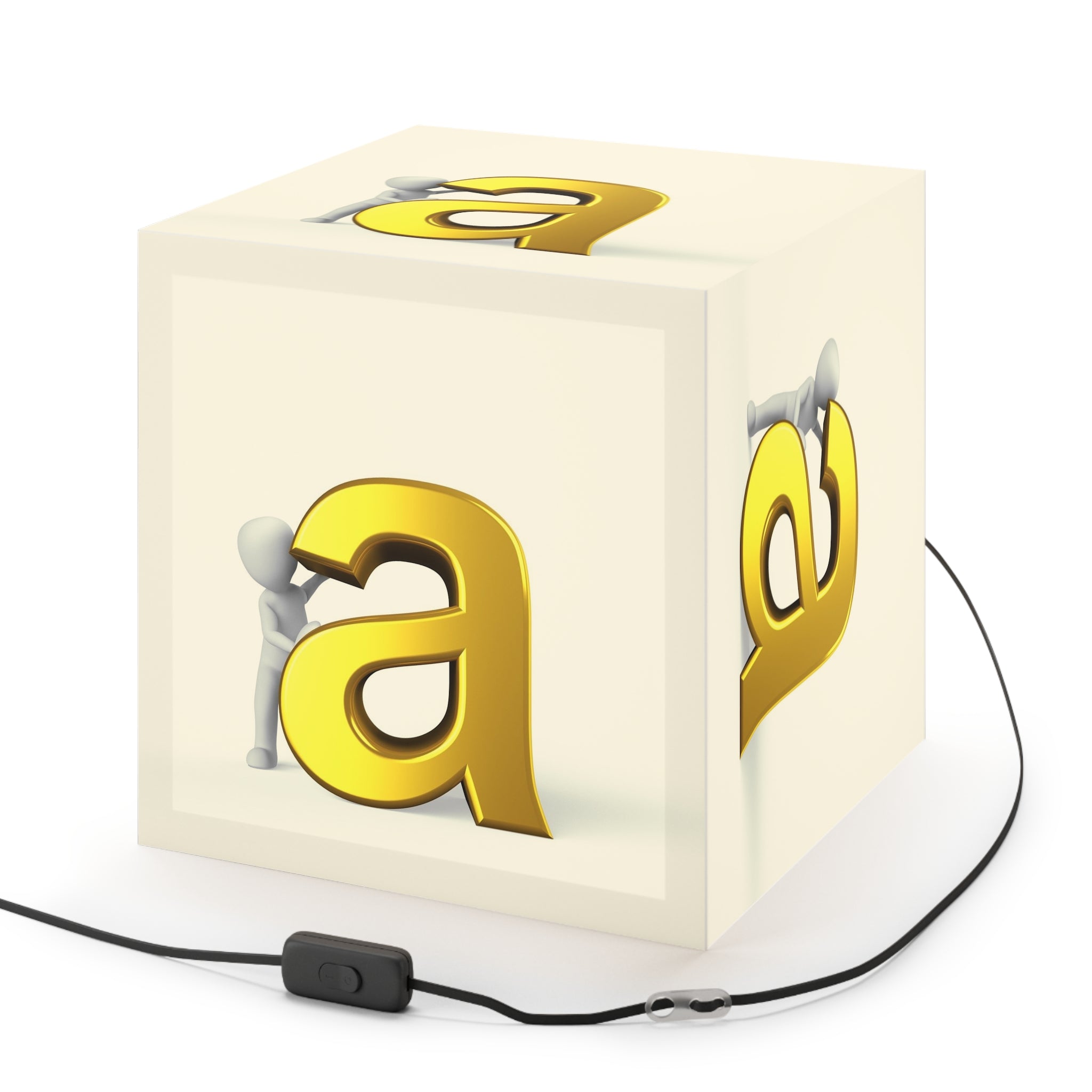 Gold Letter A Light Cube Lamp | Alphabet Initial Nursery Decor