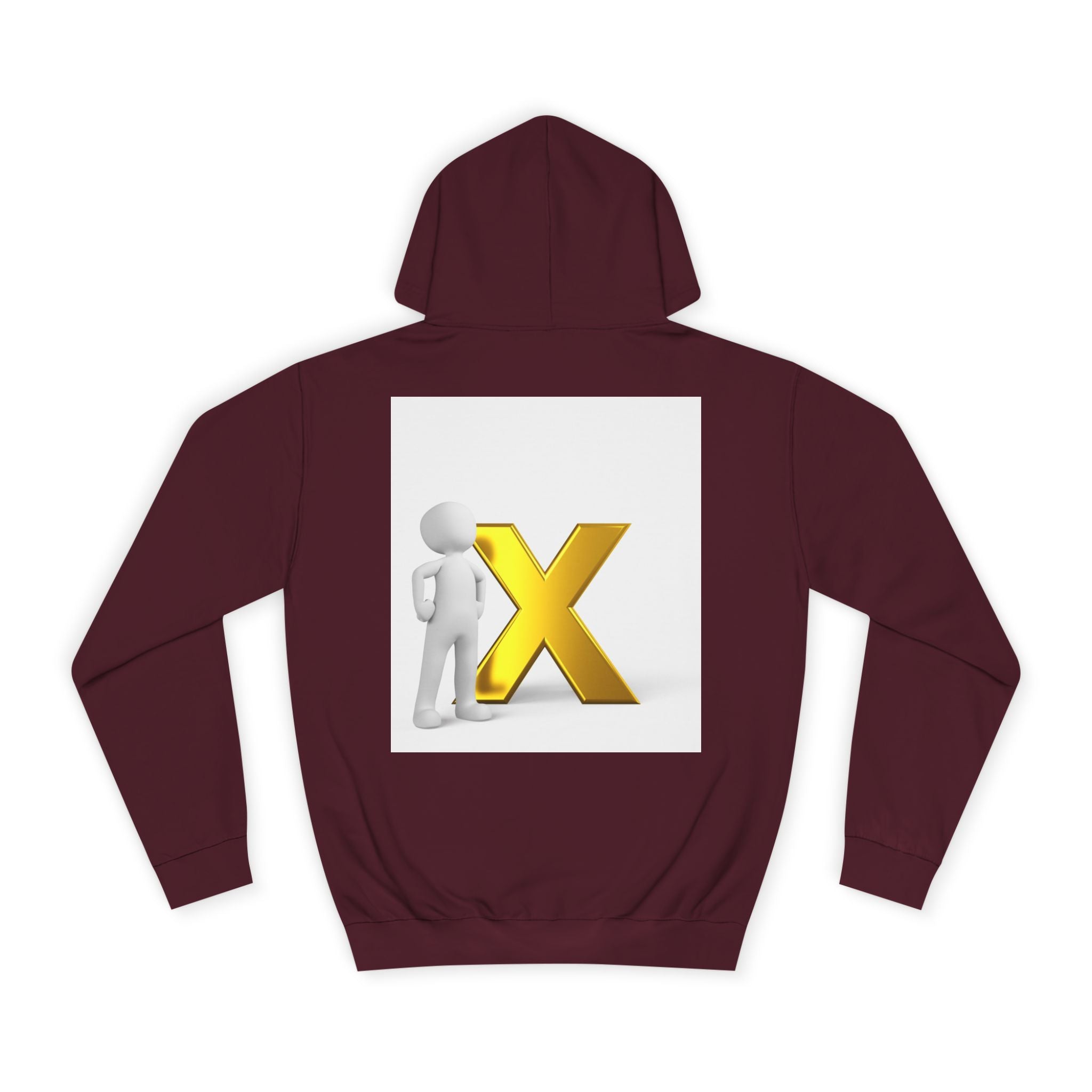 3D Figure Leaning on Gold X Hoodie | Letter X Initial Pullover
