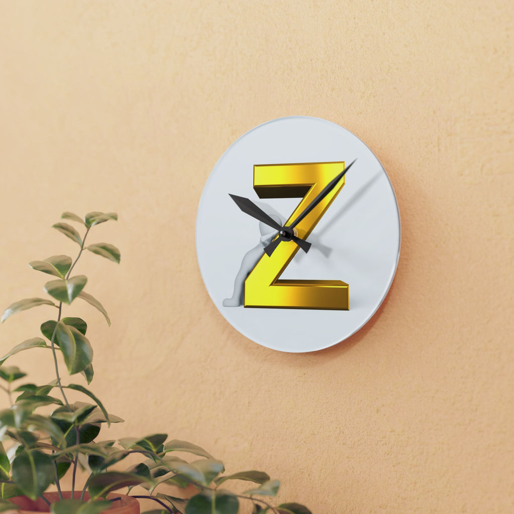 Gold 3D Letter Z Acrylic Wall Clock | Monogram Initial Decor