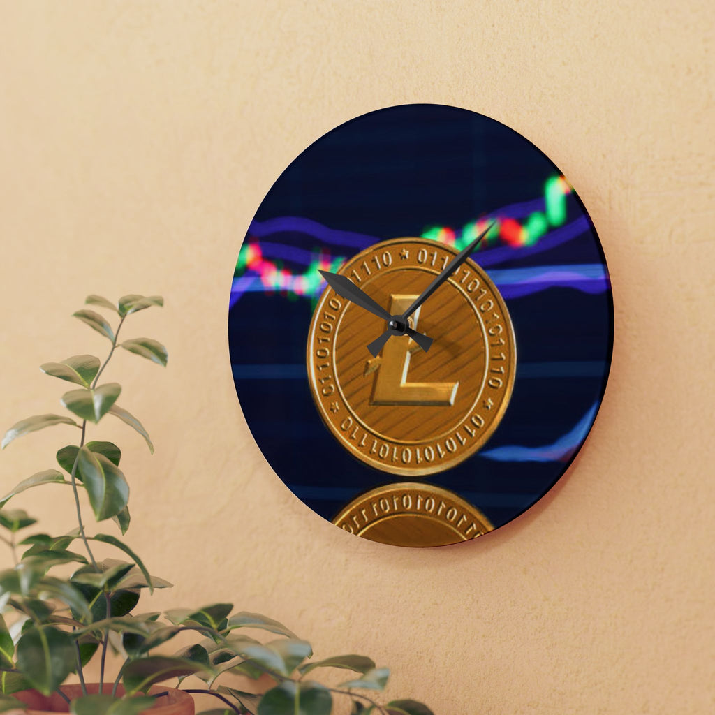 Litecoin Coin Crypto Wall Clock | Acrylic
