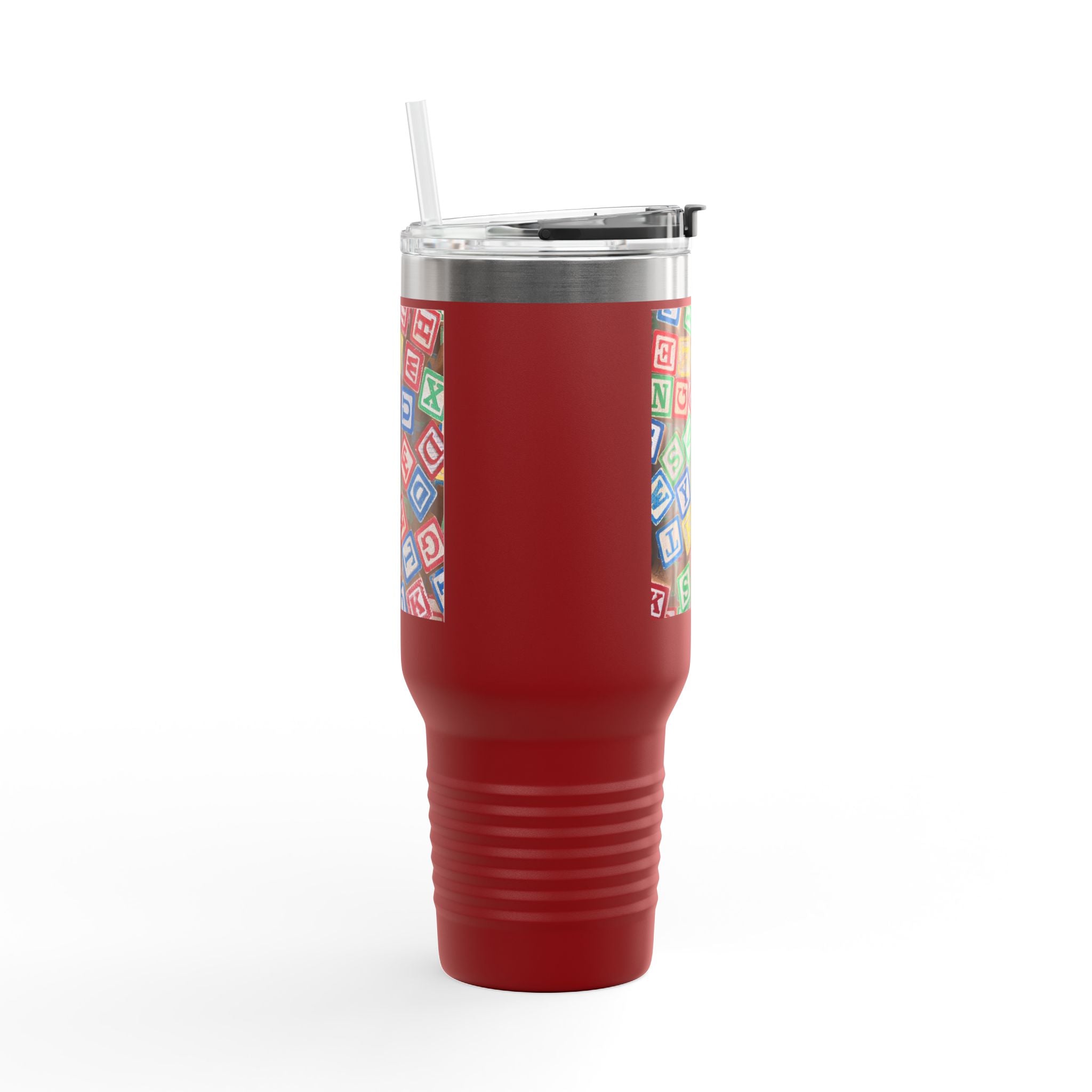 Mug isotherme de voyage avec des blocs alphabet colorés | 1,2 L
