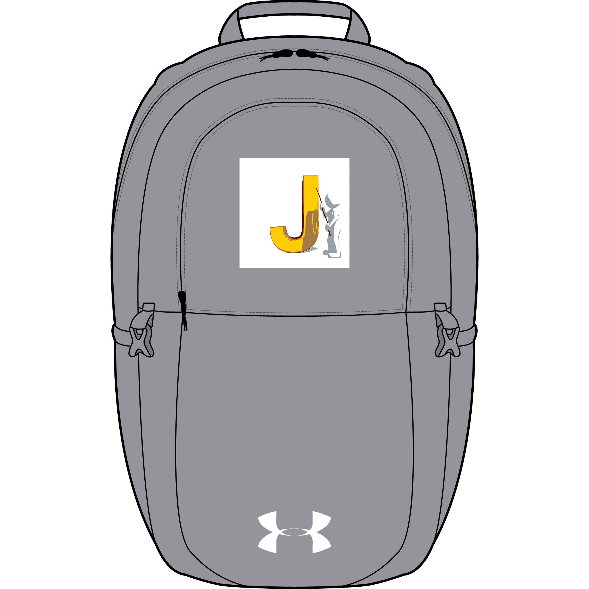 Gelber Rucksack mit dem Anfangsbuchstaben J | Gestickter Monogramm-Aufnäher