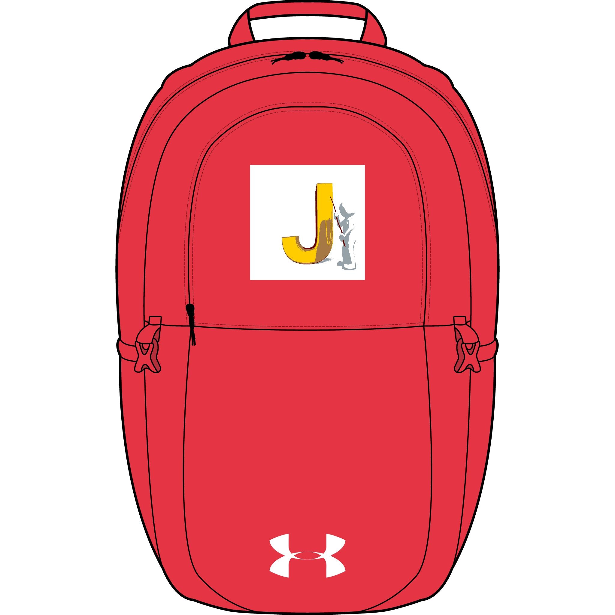 Gelber Rucksack mit dem Anfangsbuchstaben J | Gestickter Monogramm-Aufnäher
