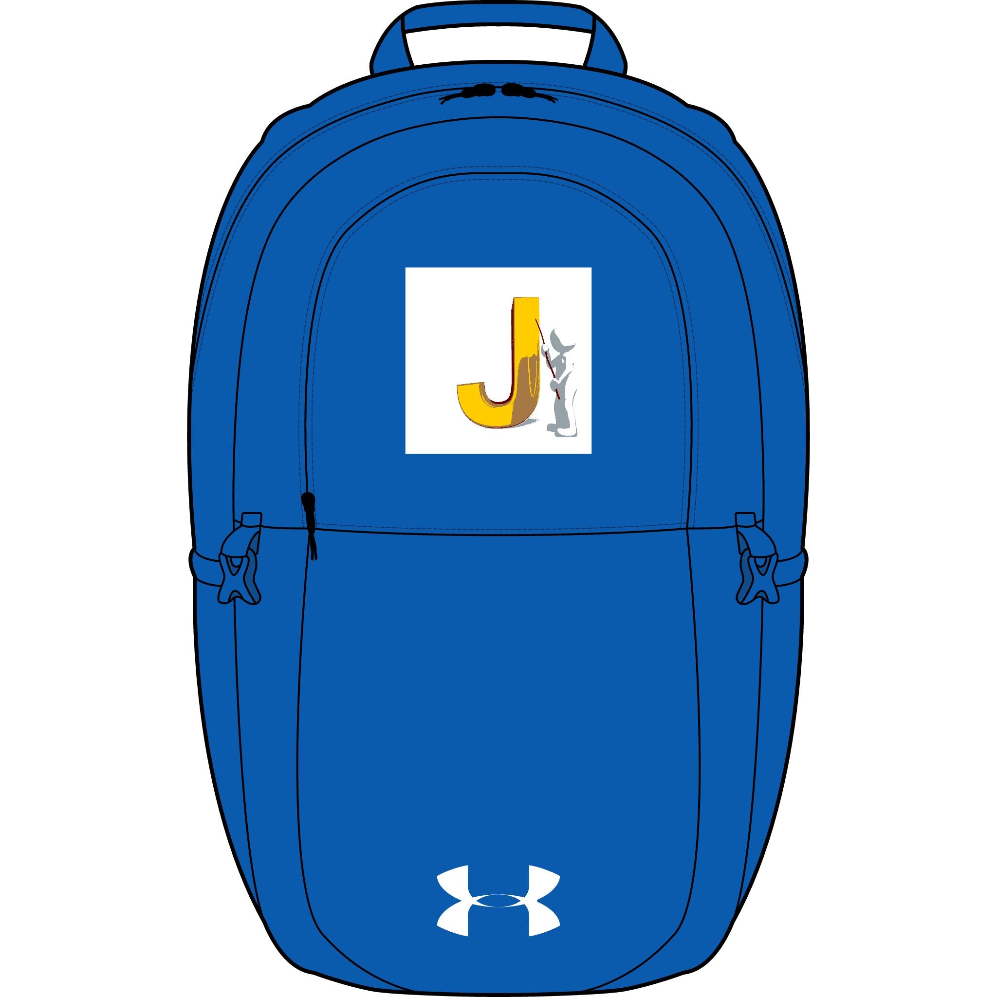 Gelber Rucksack mit dem Anfangsbuchstaben J | Gestickter Monogramm-Aufnäher