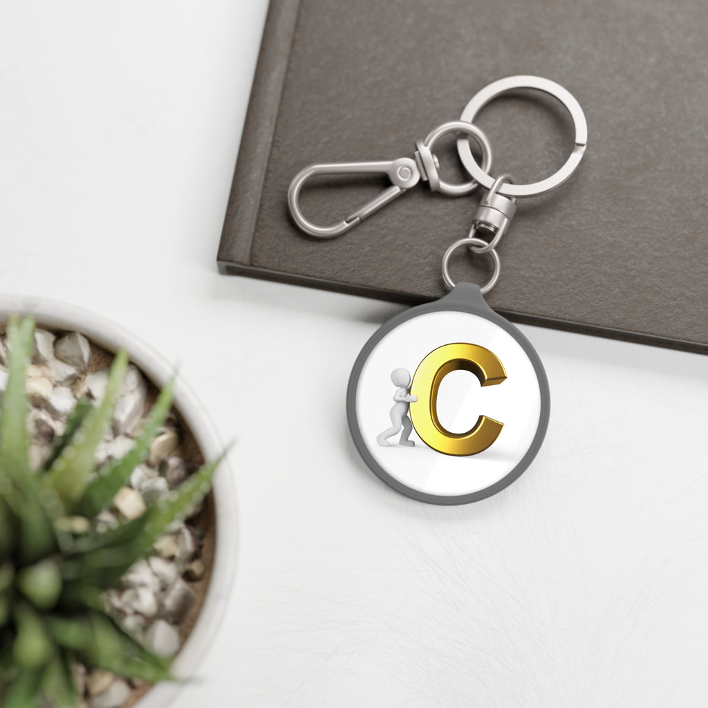 Gold Letter C Monogram Keyring Tag | Initial Keychain, Personalized Initial