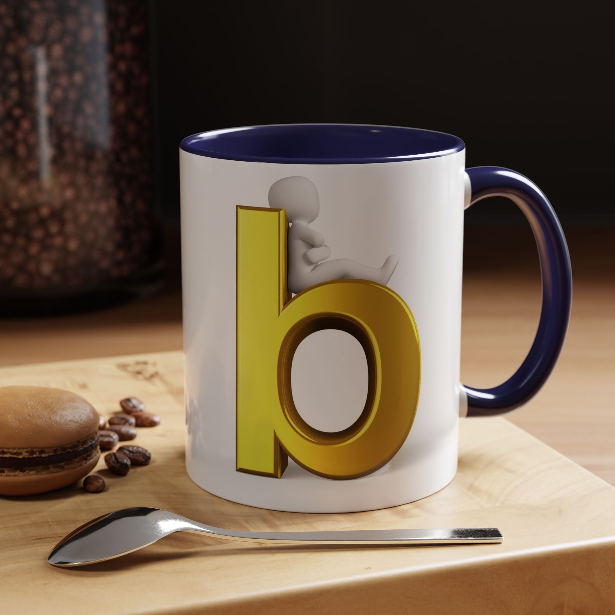Tasse à café avec accent lettre B or | Tasse initiale monogramme lettre B