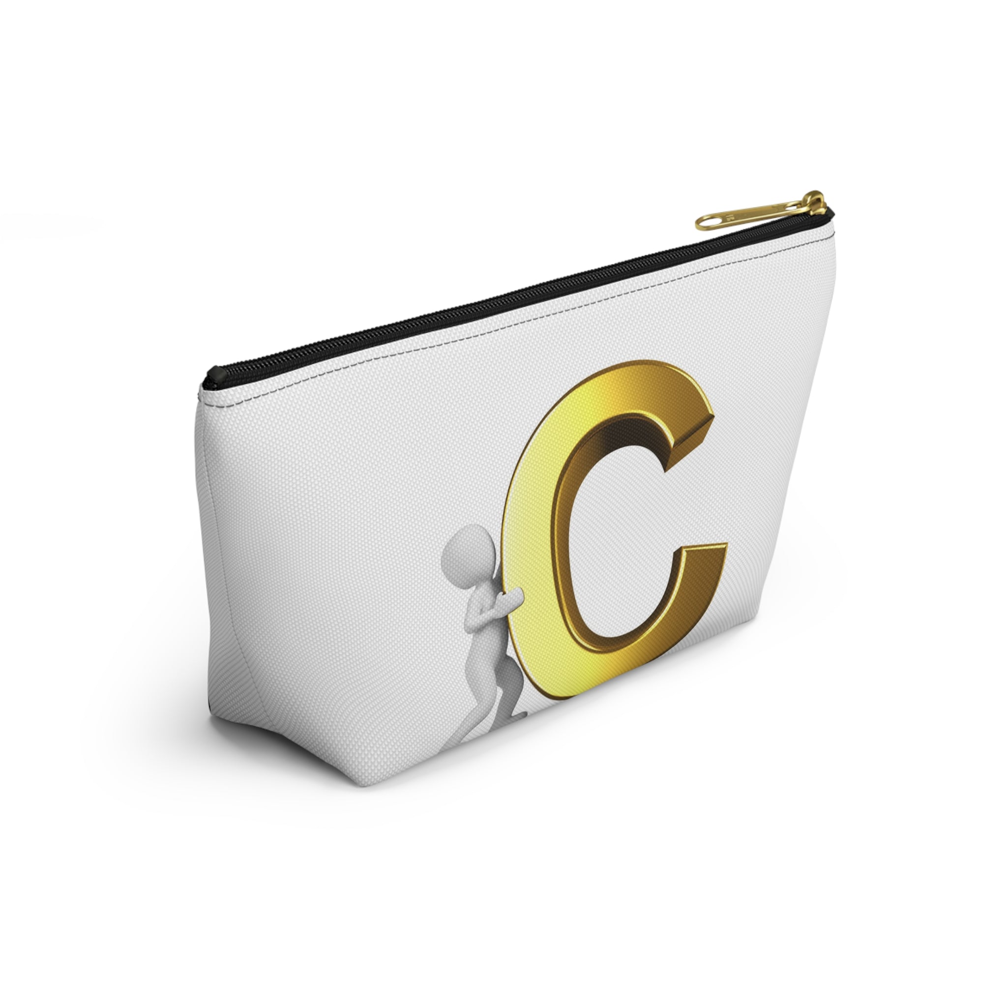 Gold Letter C Monogram Accessory Pouch | Initial Cosmetic Bag