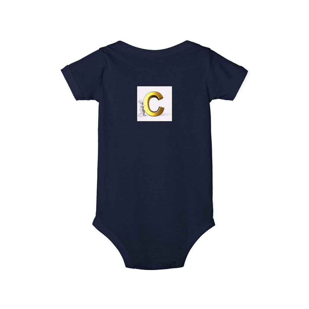 Gold Letter C Monogram Infant Onesie | Baby Bodysuit Initial