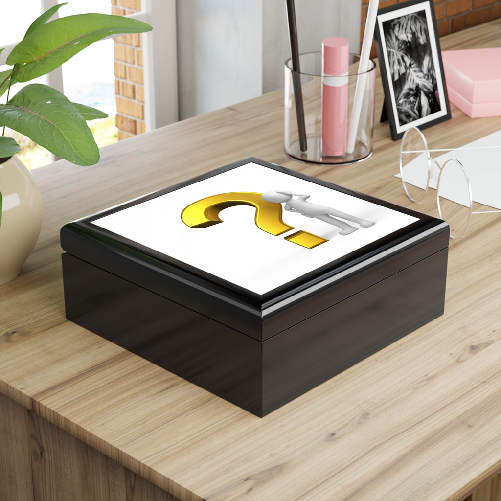 3D Question Mark Figure Jewelry Box | Black Keepsake Trinket Box