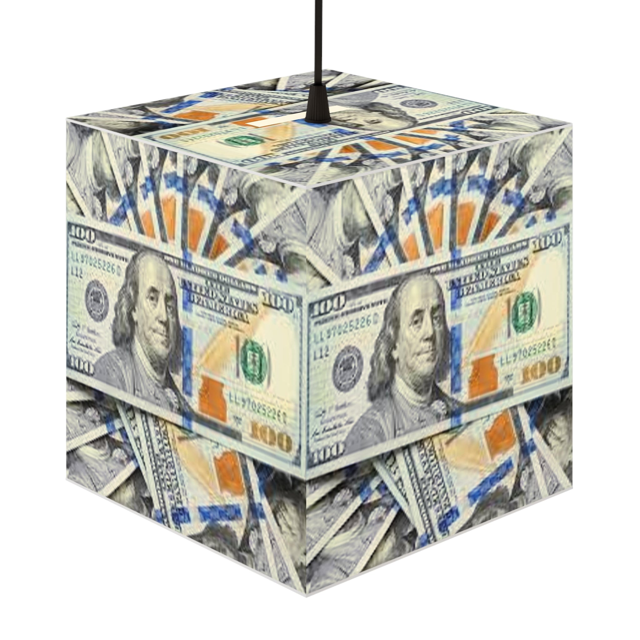 Money Print Cube Lamp | Light Cube Lamp, 100 Bill Pattern