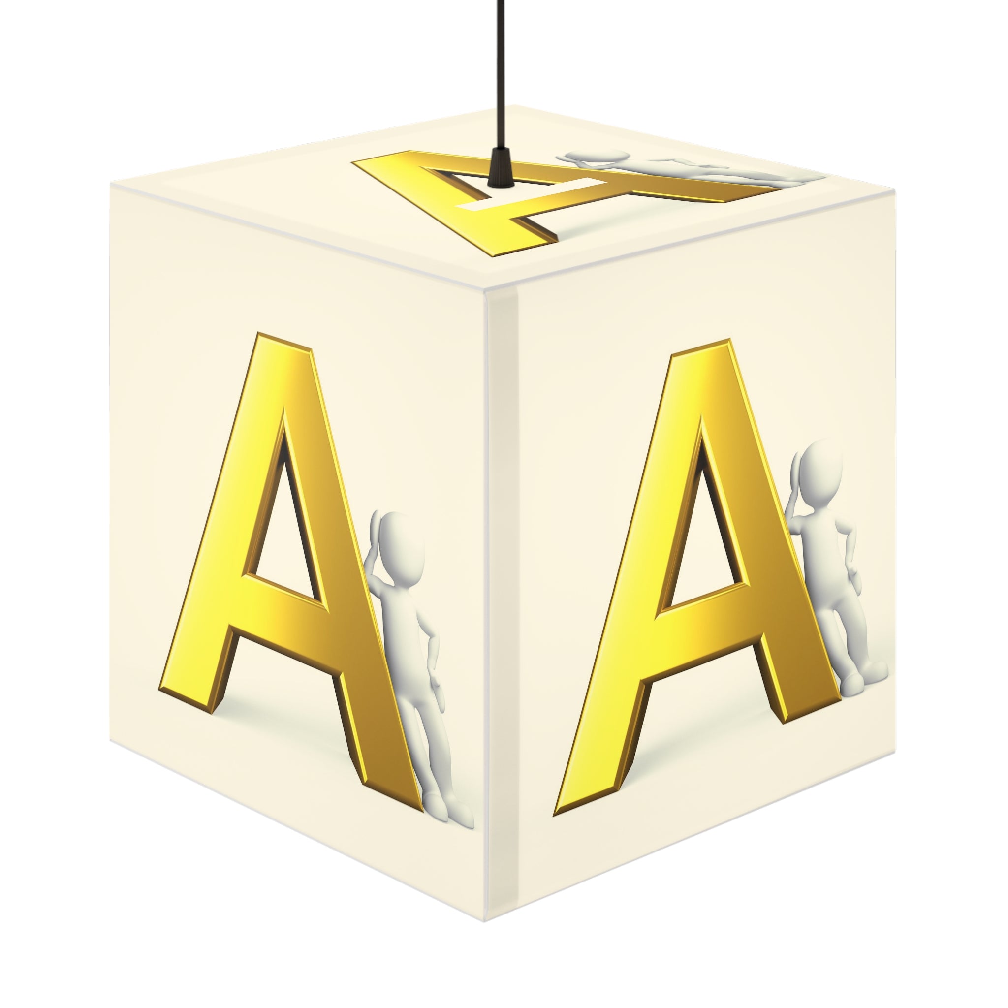 Lampe de chevet cube lettre A or | Décoration de chambre d'enfant initiale alphabet