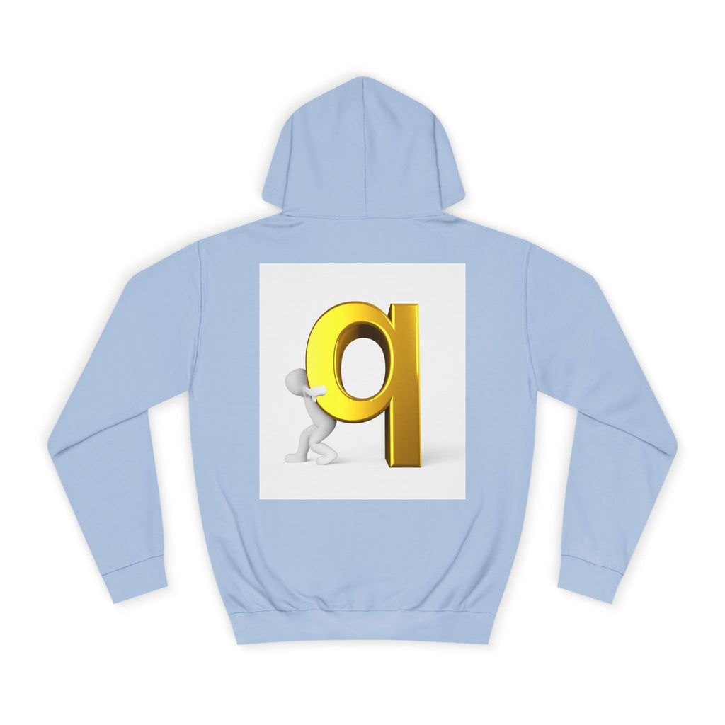 Gold Letter Q Hoodie | 3D Figure Pushing Q Graphic