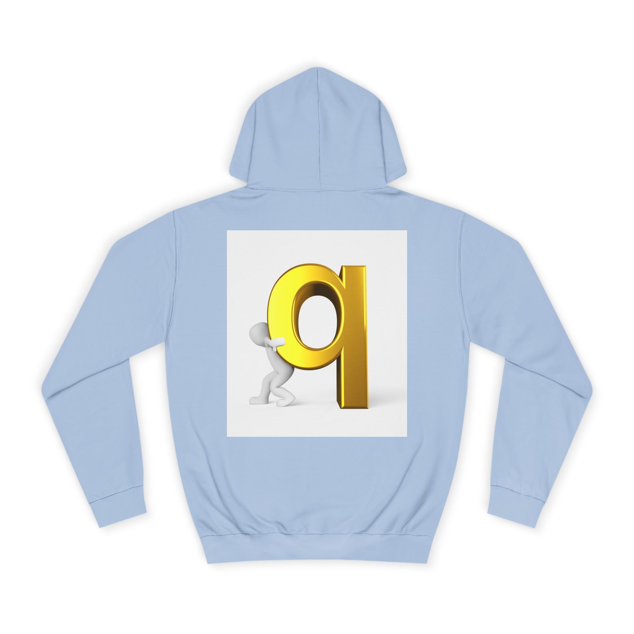Gold Letter Q Hoodie | 3D Figure Pushing Q Graphic