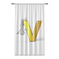 Golden Letter V with Climbing Figure Window Curtain | Monogram Initial Panel