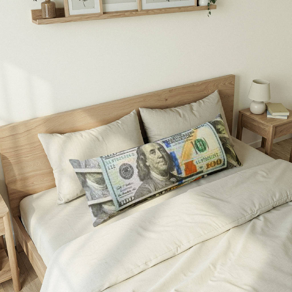 Hundred Dollar Bill Body Pillow | Money Print, Novelty Decor