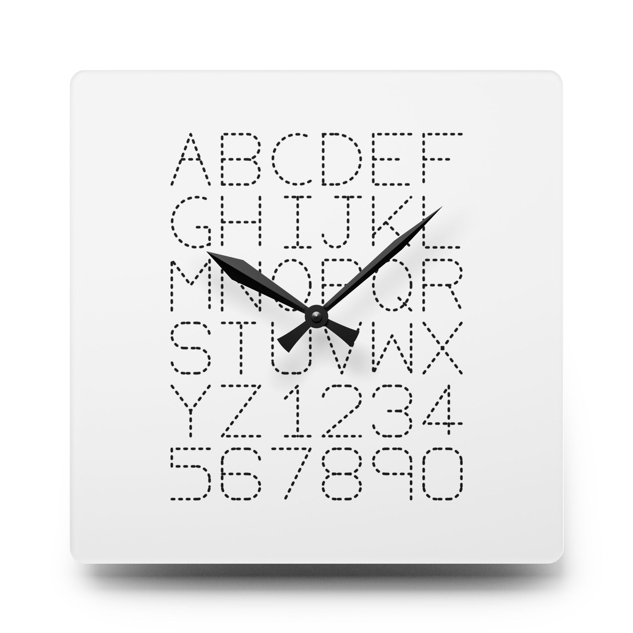 Horloge Murale en Acrylique à Grille de Points, Alphabets et Chiffres | Décoration Murale Moderne avec Typographie
