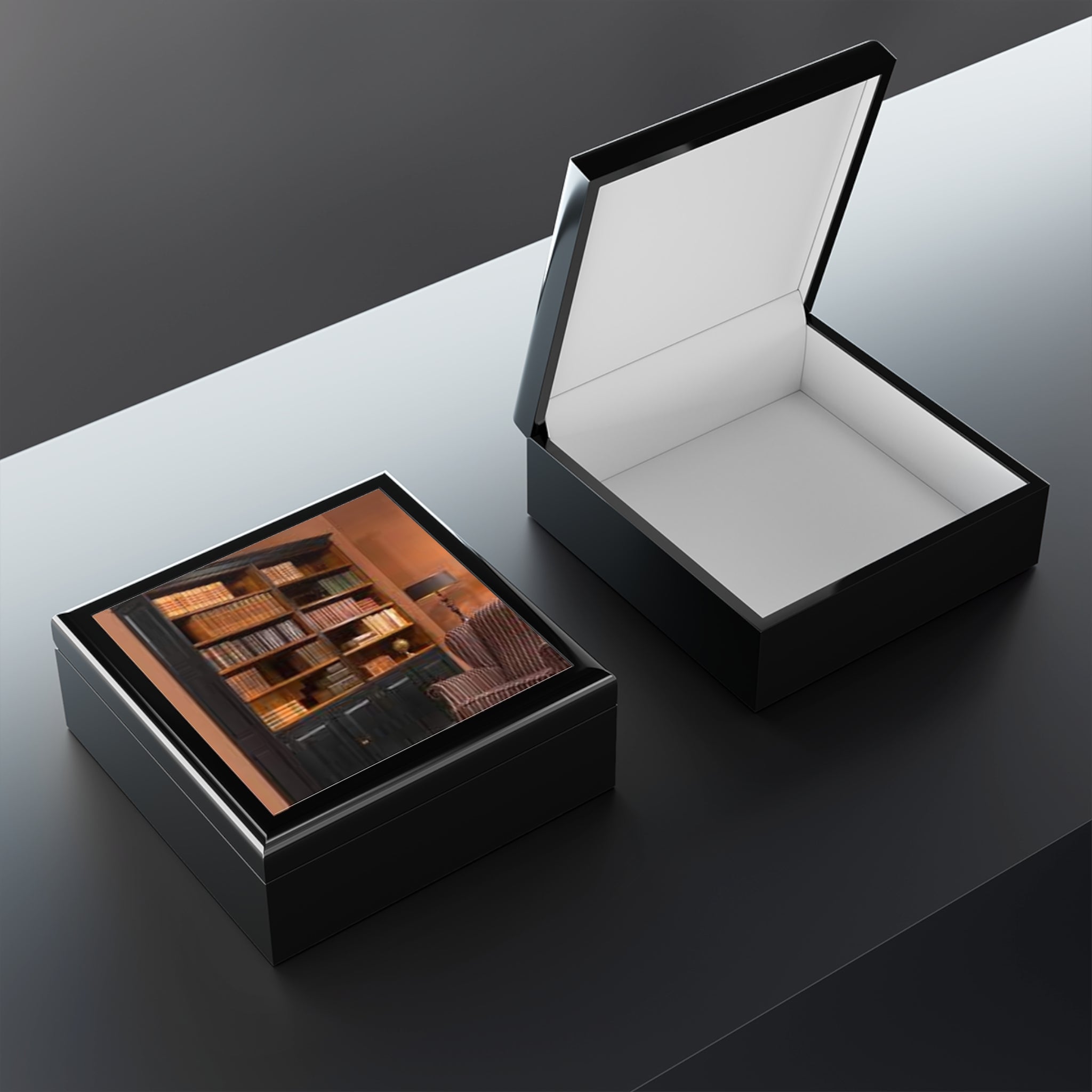 Vintage Library Bookshelf Jewelry Box | Book Lover Keepsake Box