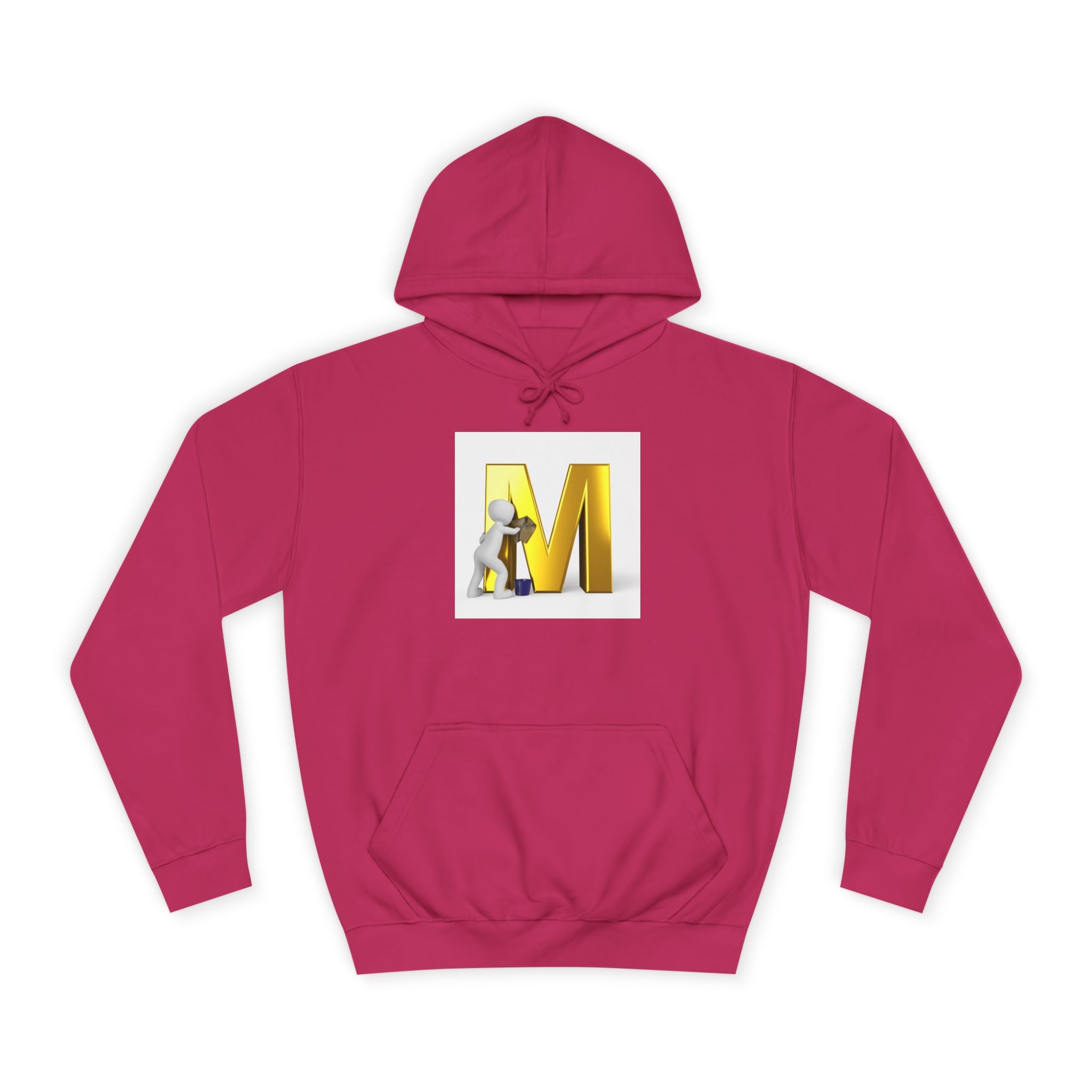 Gold Letter M with Figure Hoodie | Monogram Initial M Sweatshirt