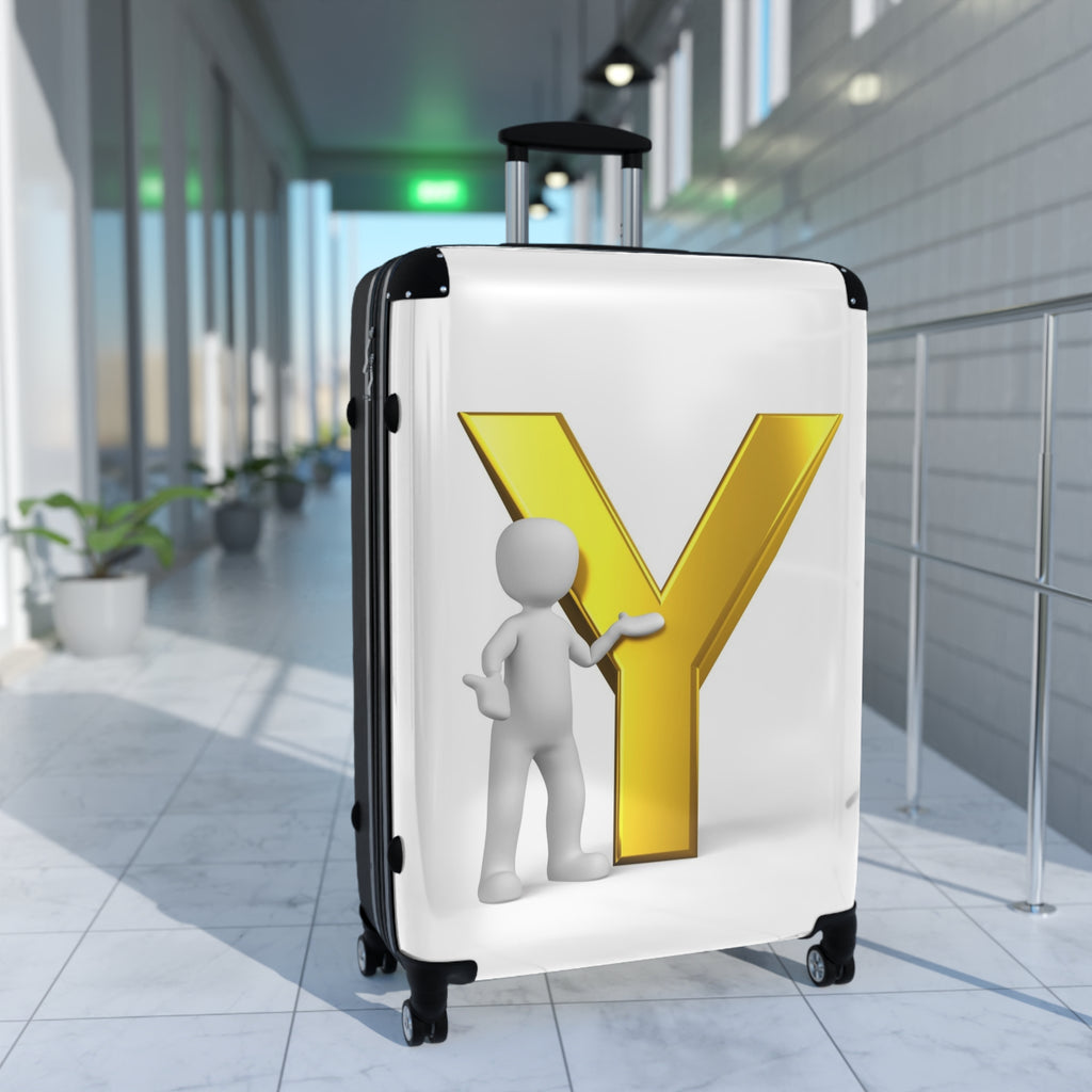 Gold Letter Y Initial Suitcase | Monogram Luggage Cover