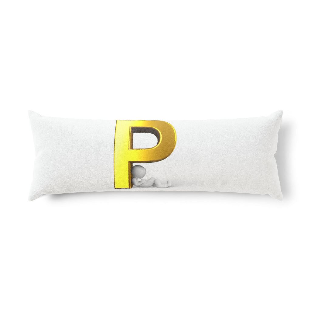 Gold Letter P Body Pillow | Monogram Initial Pillow