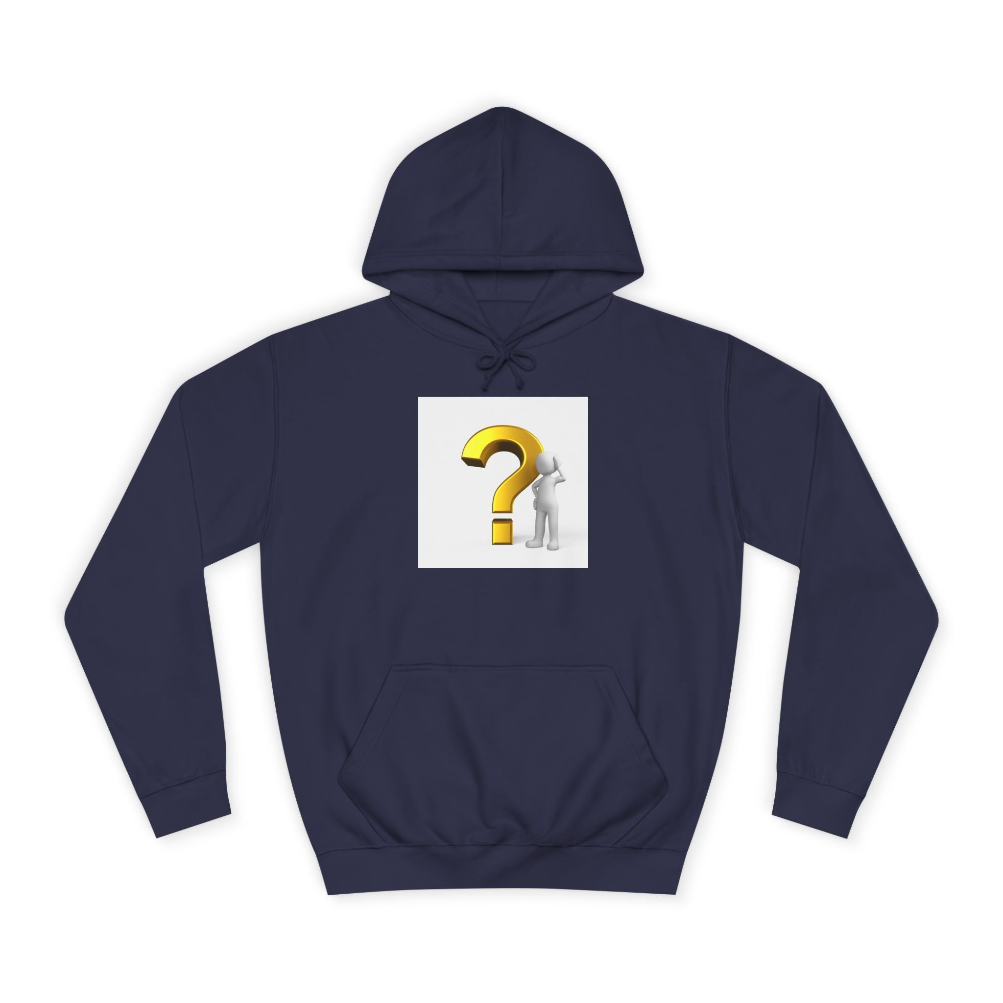 Gold Question Mark with Thinking Figure Hoodie | Mystery Design, Minimalist