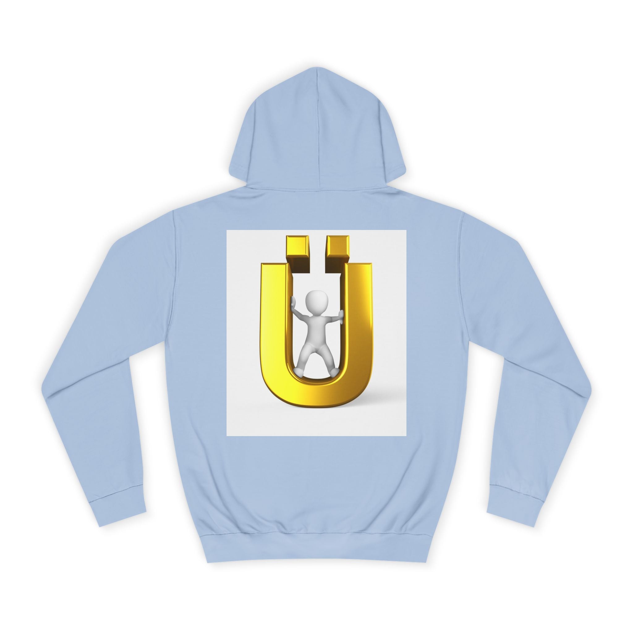 Gold Ü Letter Logo Hoodie | 3D Person Initial U Sweatshirt