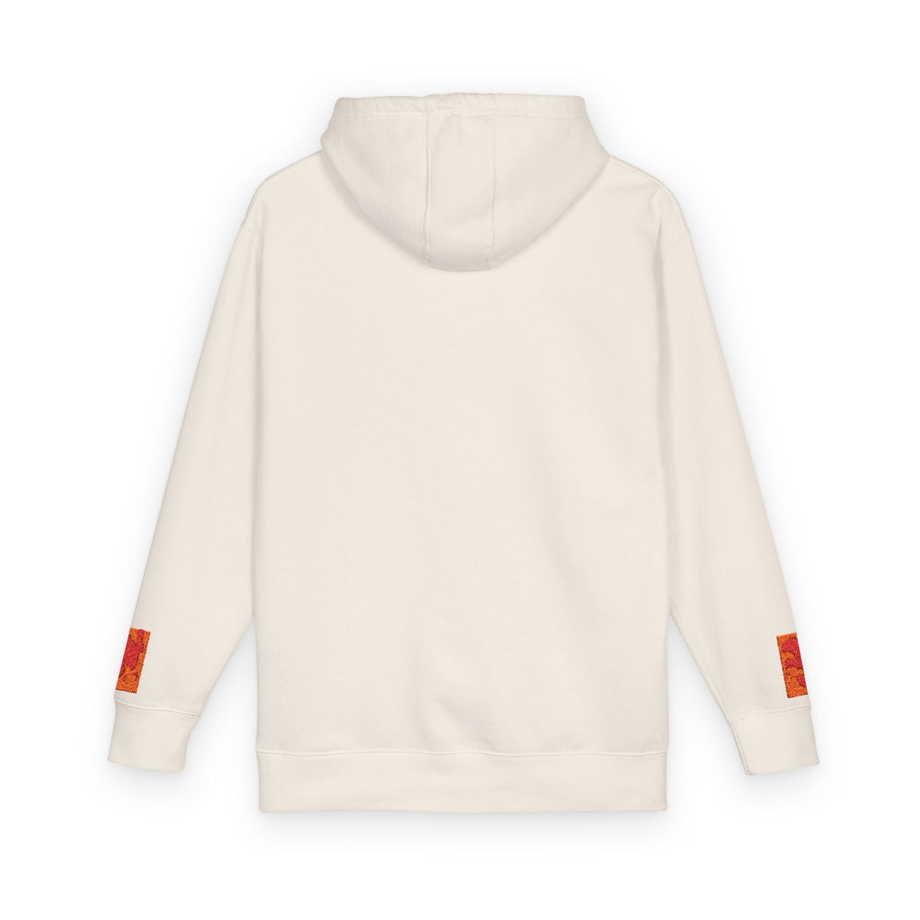 Orange Phoenix Pixel Art Hoodie | Square Chest & Sleeve Patch