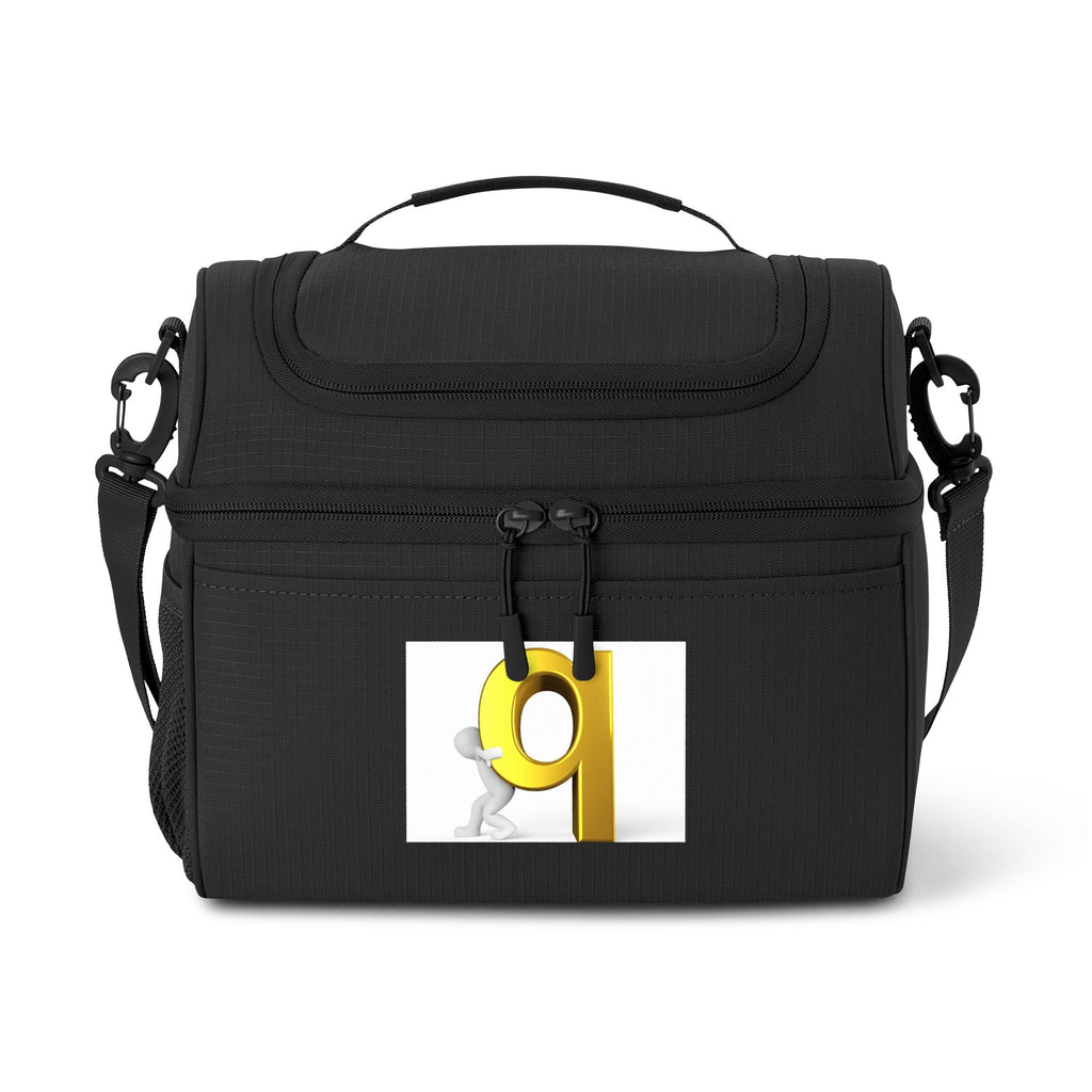 Gold Letter Q monogram Cooler Bag | Initial Q insulated lunch tote