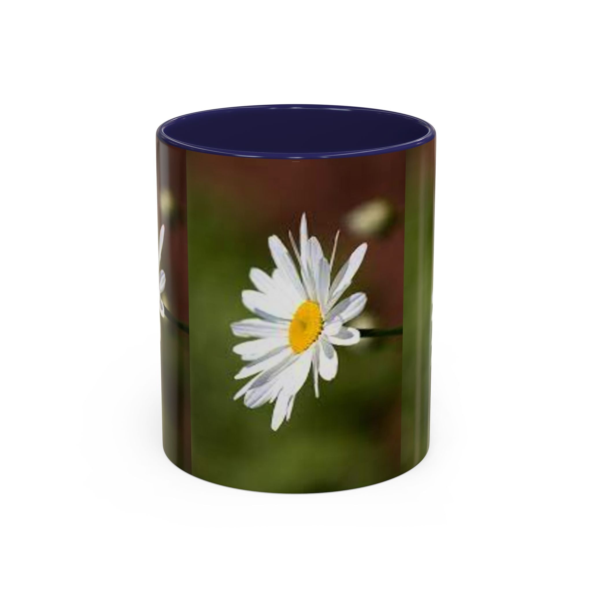 White Daisy Floral Accent Mug | 11oz or 15oz Ceramic