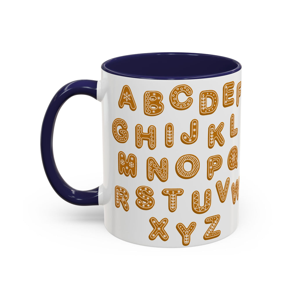 Lebkuchen-Alphabet-Tasse Akzent-Kaffeetasse | Keksbuchstaben-Muster