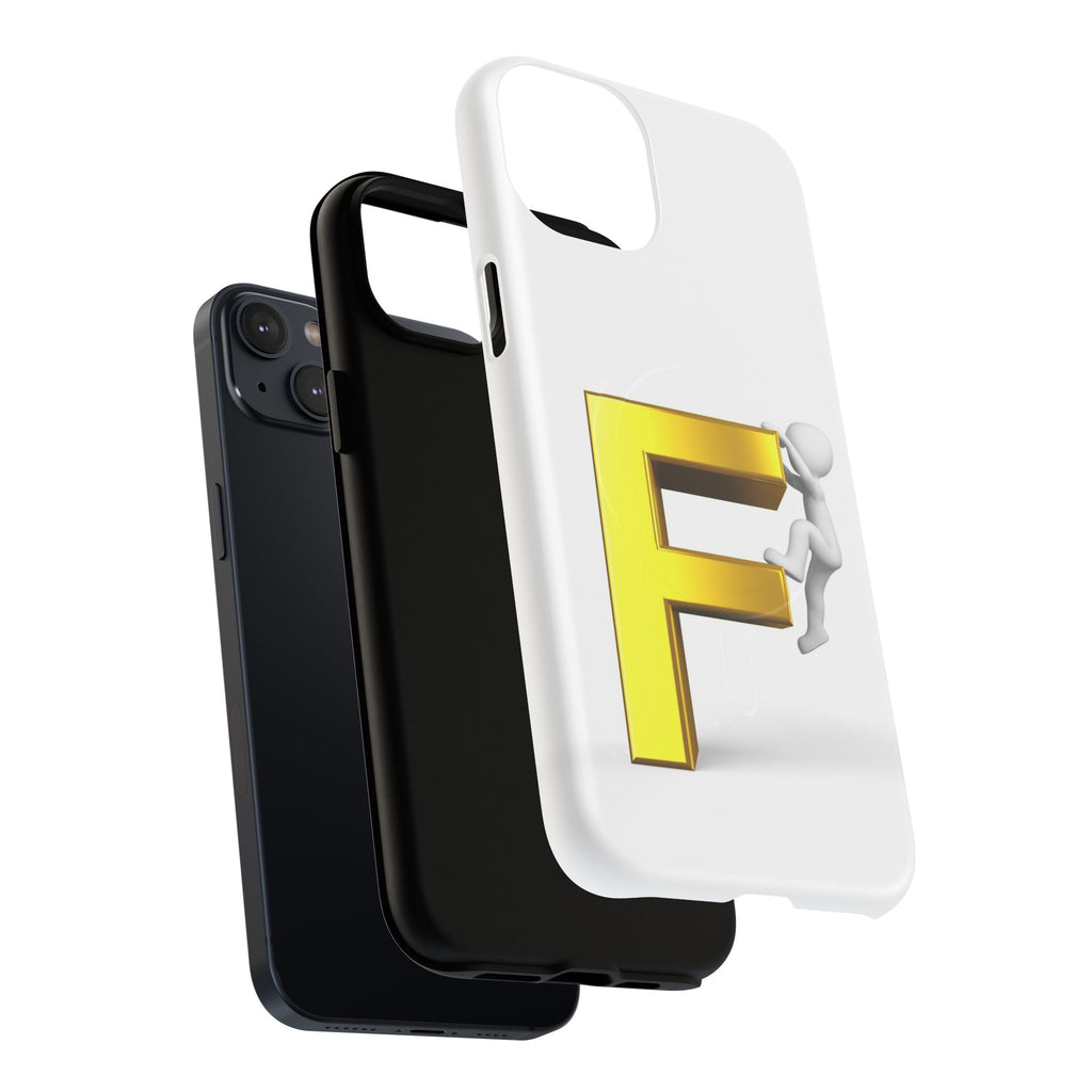 3D Gold Letter F Climber Phone Case | Magnetic Tough Case