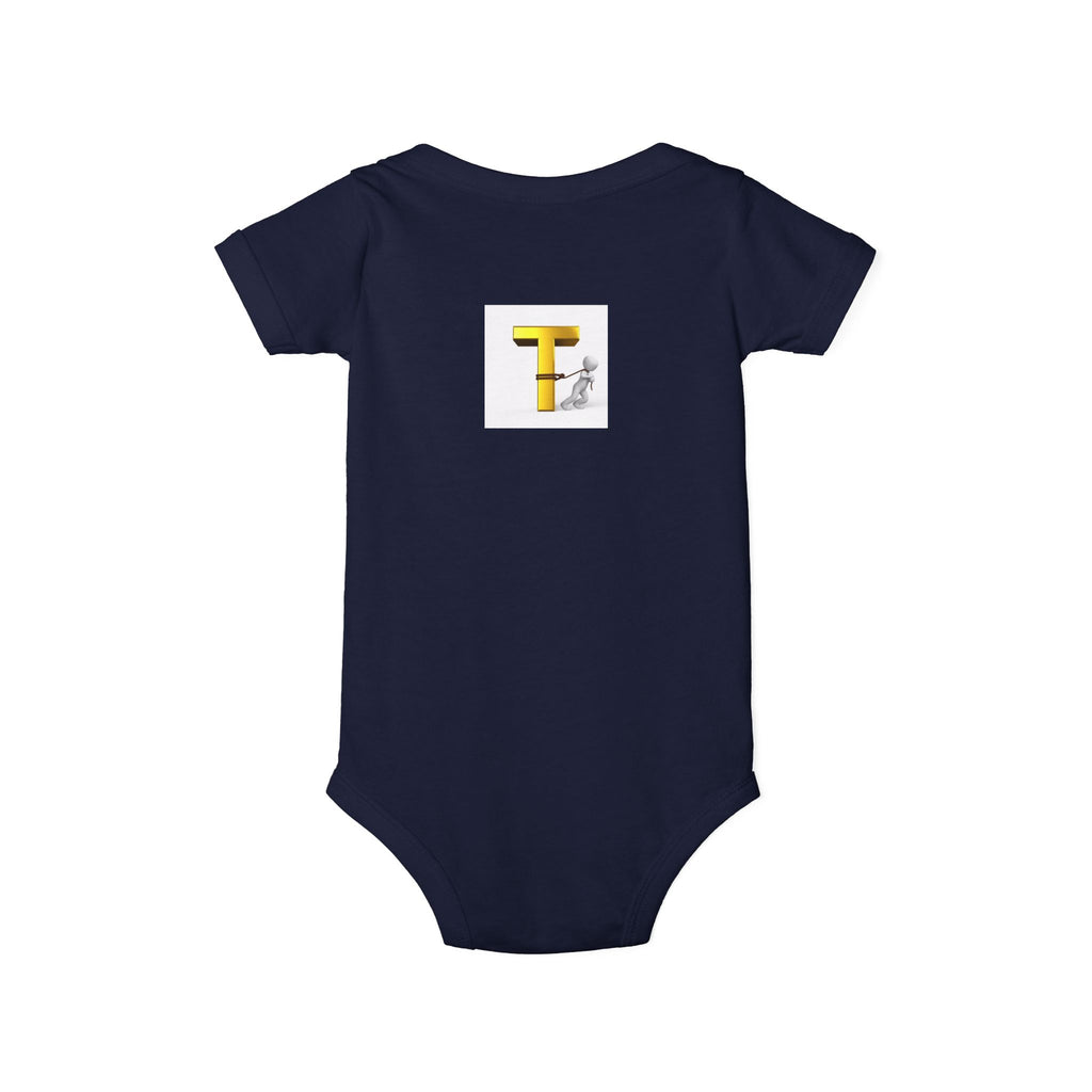 Yellow Letter T with Figure Infant Onesie | Baby Monogram Onesie