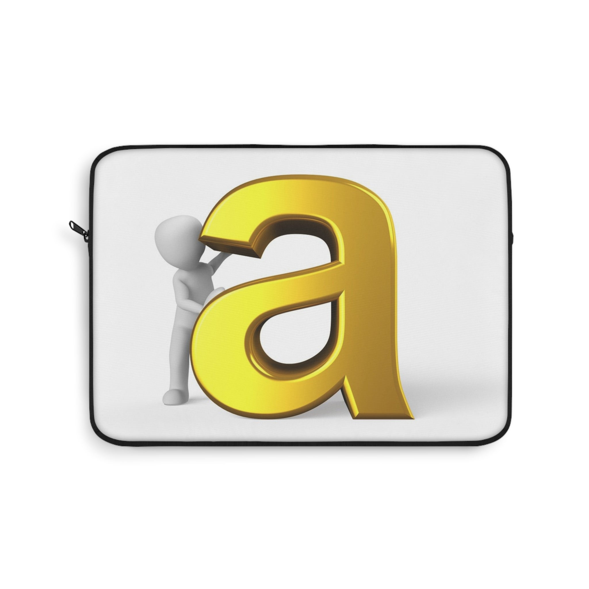 Housse d'ordinateur portable motif lettre A dorée | Monogramme alphabet initial