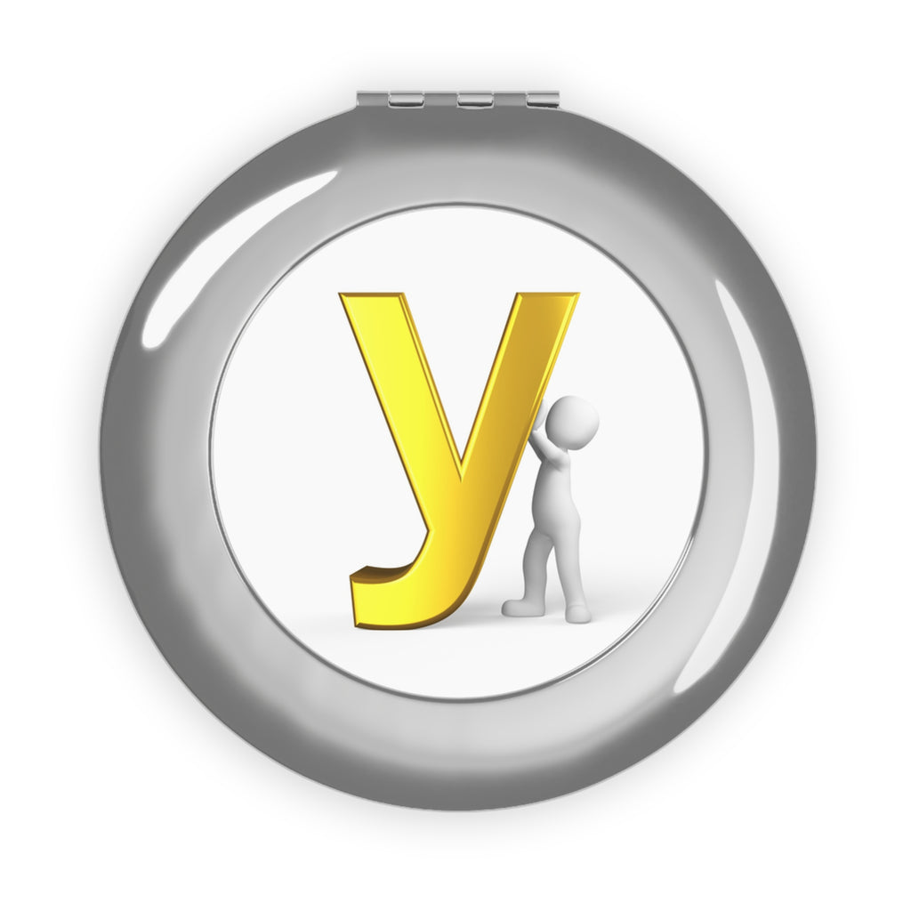 Yellow 3D Letter Y Compact Travel Mirror | Personalized Initial Mirror