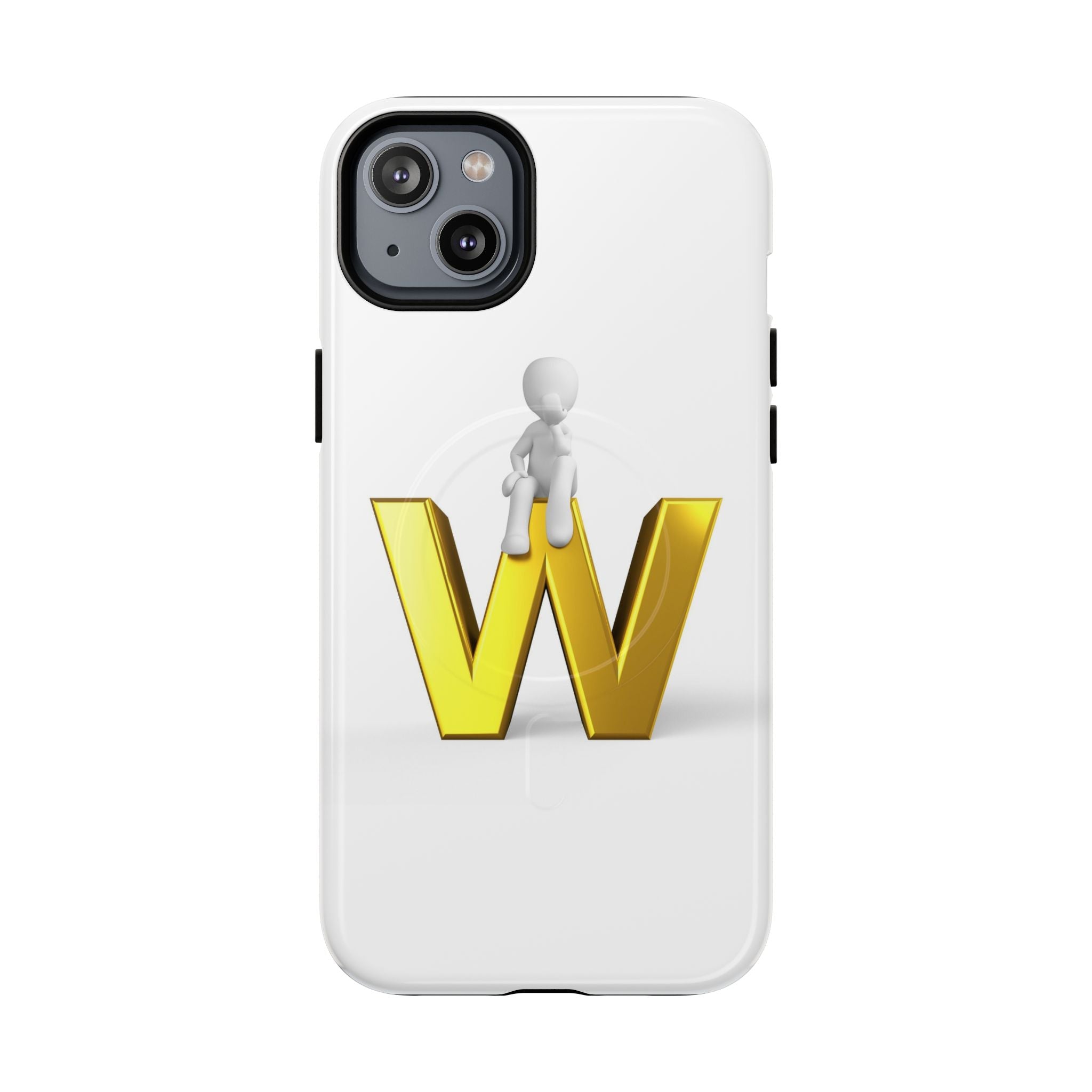Coque de téléphone magnétique robuste avec figurine 3D sur fond doré