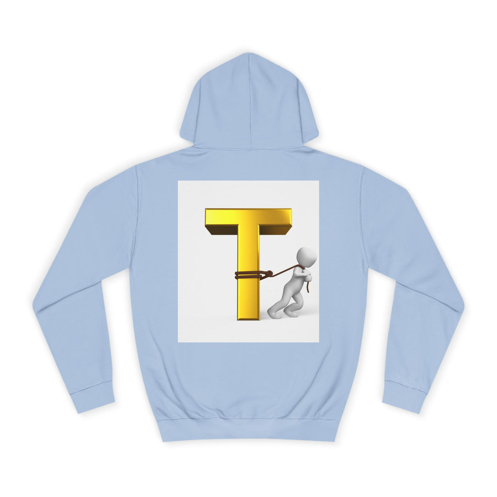 Letter T Mascot Pulling Block T Hoodie | Monogram Initial T Sweatshirt