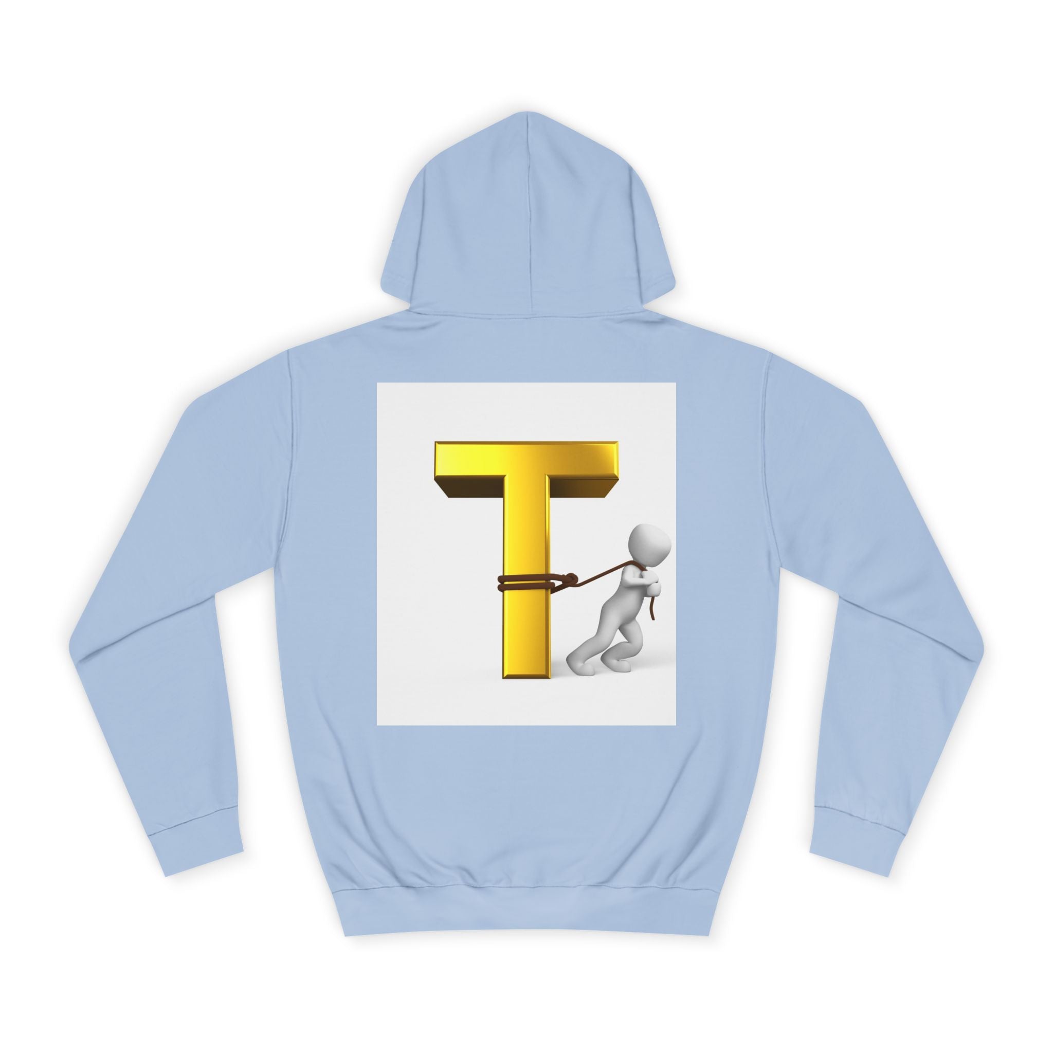 Letter T Mascot Pulling Block T Hoodie | Monogram Initial T Sweatshirt