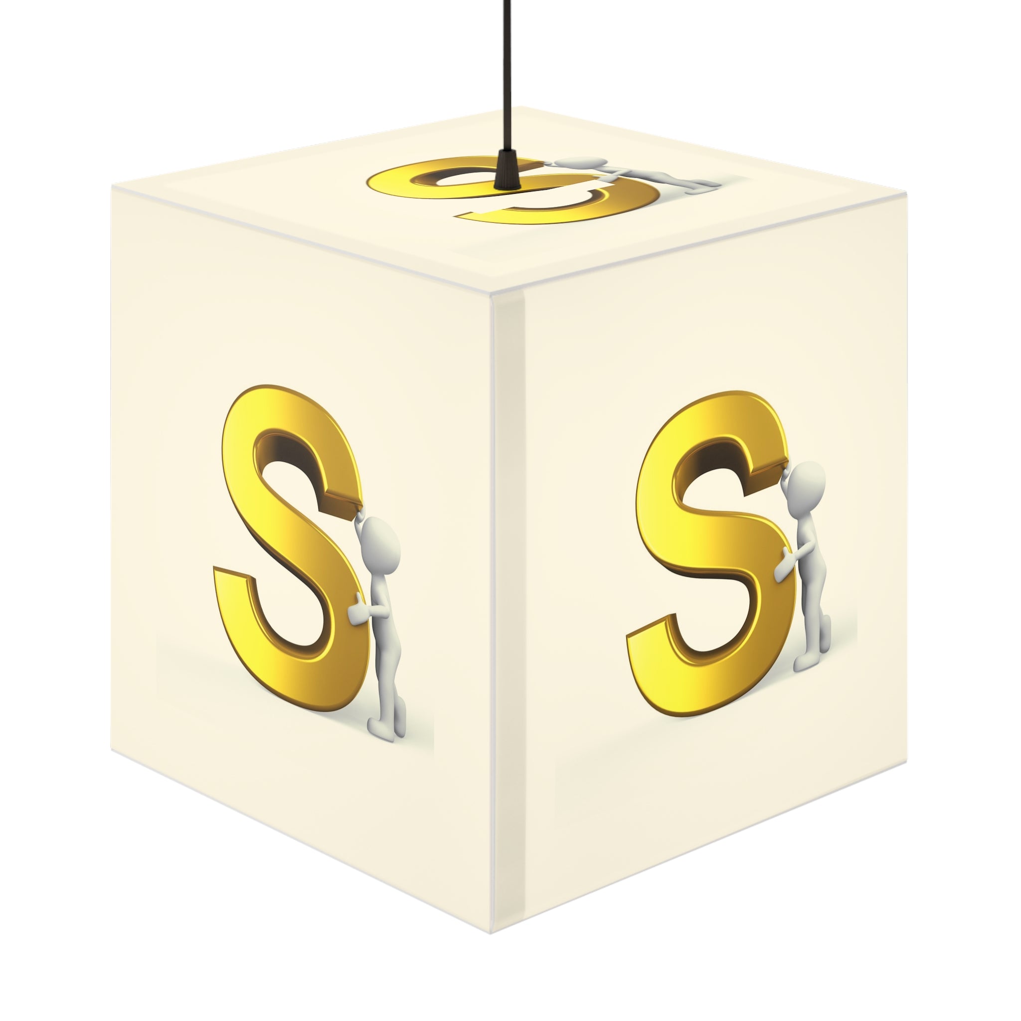 Lampe cube 3D en or lettre S | Cube lumineux initial personnalisé