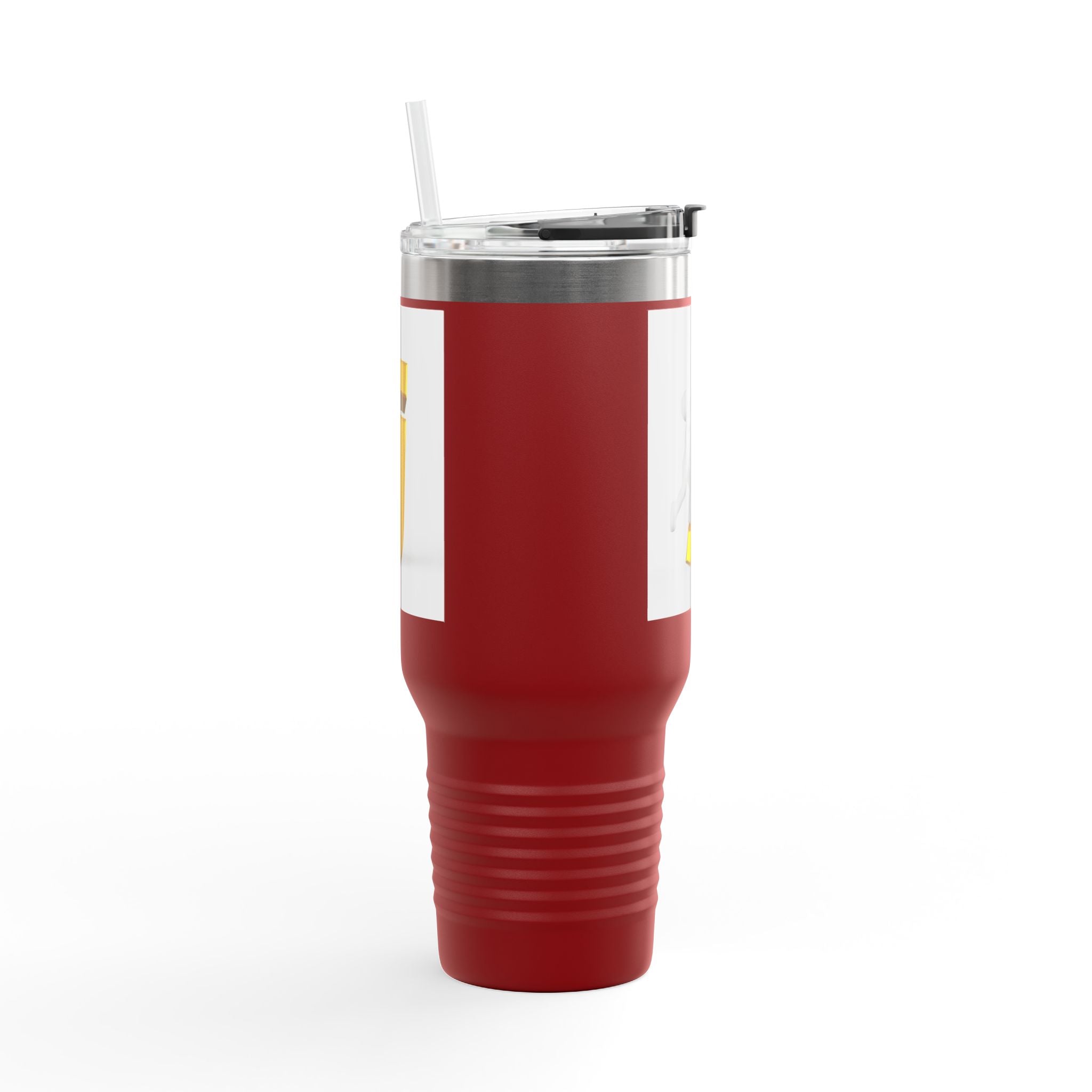Mug de voyage avec bonhomme allumette 3D poussant la lettre J | Tumbler isotherme 40 oz