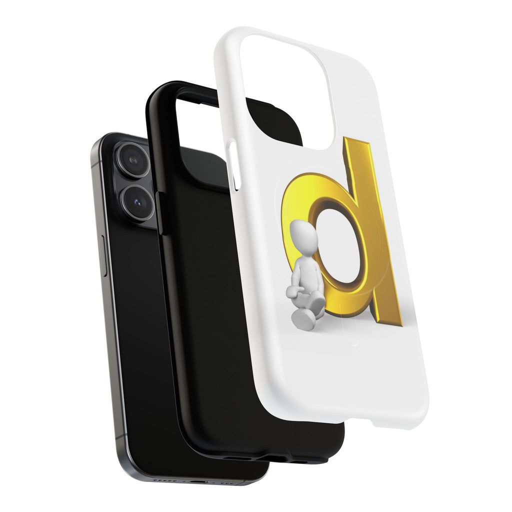 Gold Letter D with Sitting Character phone case | Magnetic Case