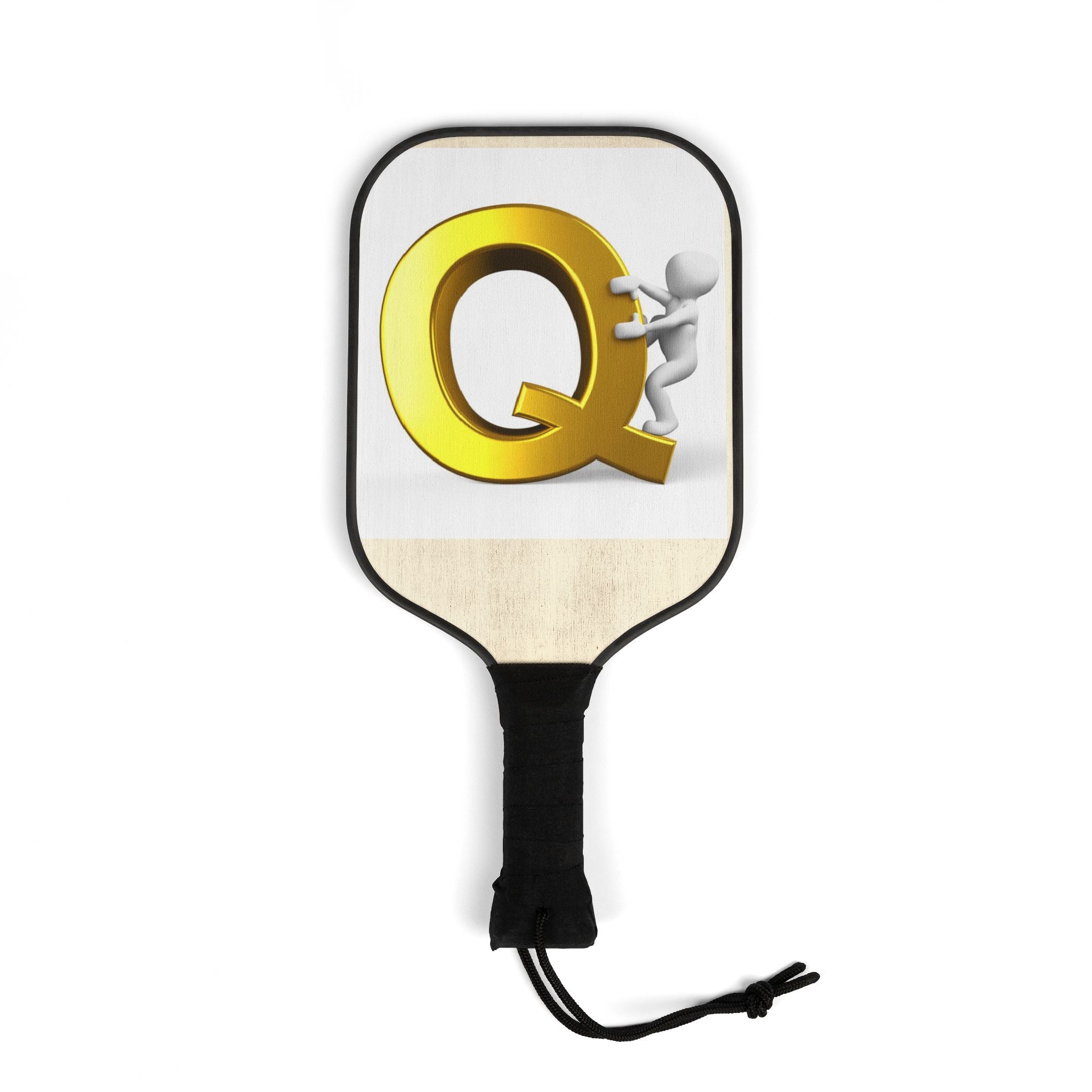 Gold Letter Q Pickleball Paddle