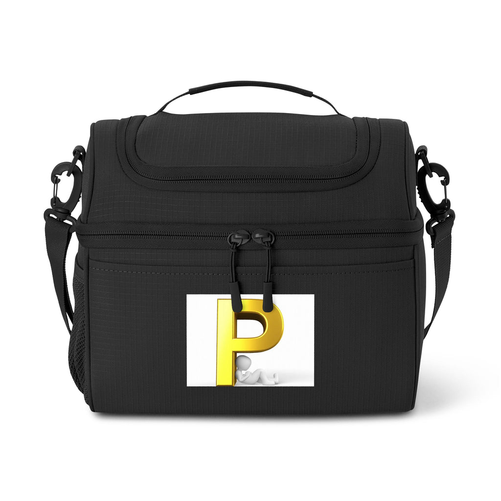 Gold Letter P Cooler Bag | Monogram Initial Insulated Lunch Tote