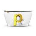 Gold Letter P Monogram Accessory Pouch | T-Bottom Zippered Cosmetic Bag